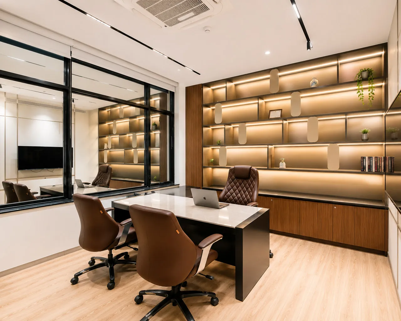 Director's cabin office interior by NeeV InteriorS, Gurugram